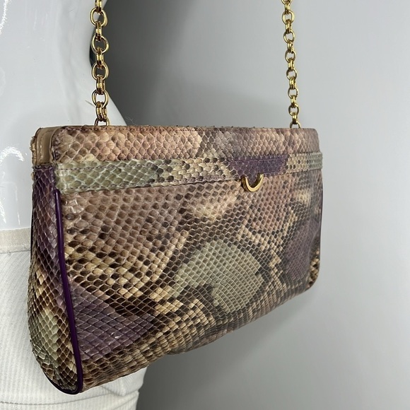 Supreme Python Snakeskin Multi Color Clutch Shoulder Bag - Picture 1 of 10